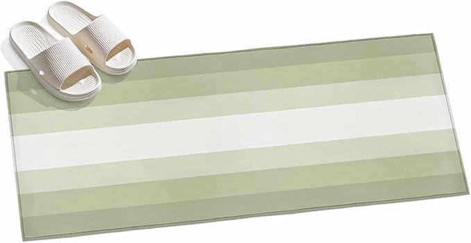 Runner Rug for Bedroom Hallway, Modern Sage Green Gradient Style Kitchen Runner Rugs Area Rug 2x6ft, Farmhouse Ombre Stripe Washable Soft Floor Carpet for Entryway Stair
