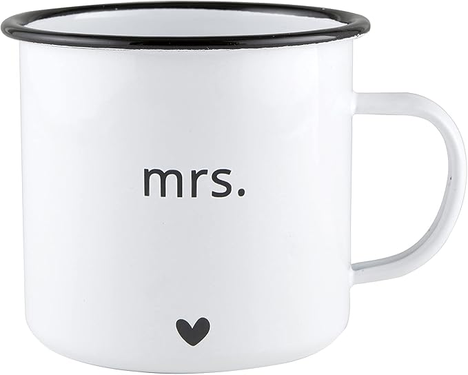 Santa Barbara Design Studio Wedding Enamelware Coffee Mugs, Set of 2, Mr. and Mrs.