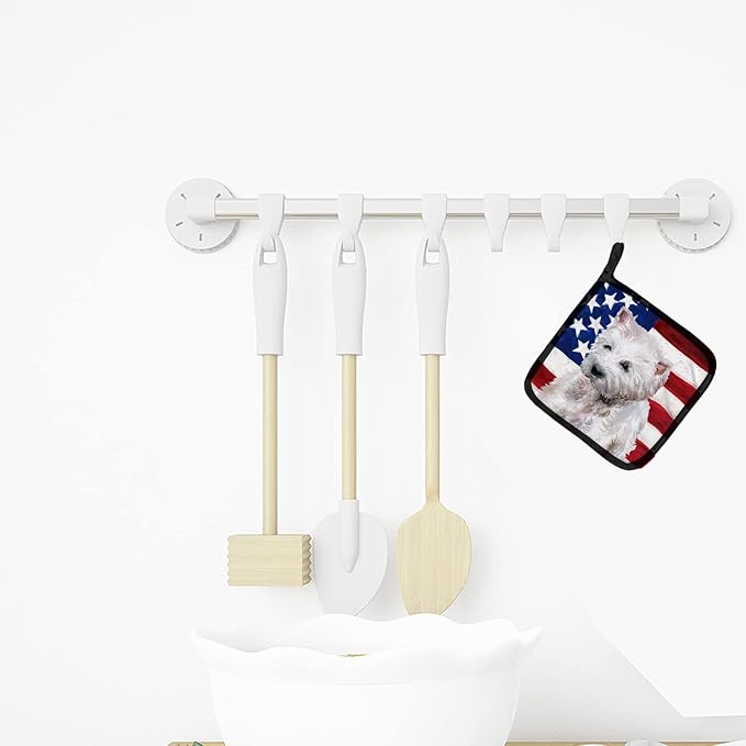 Caroline's Treasures BB9701PTHD Westie Patriotic Pair of Pot Holders Kitchen Heat Resistant Pot Holders Sets Oven Hot Pads for Cooking Baking BBQ, 7 1/2 x 7 1/2