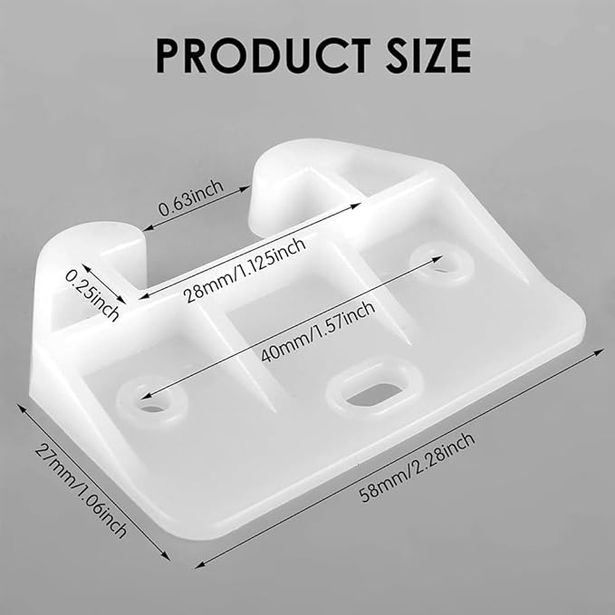 10 Pack White Drawer Guide Bottom Replacement Parts Dresser Cabinet Wardrobe Kitchen Furniture Repair Kit Smooth Sliding 2.28x1.61in