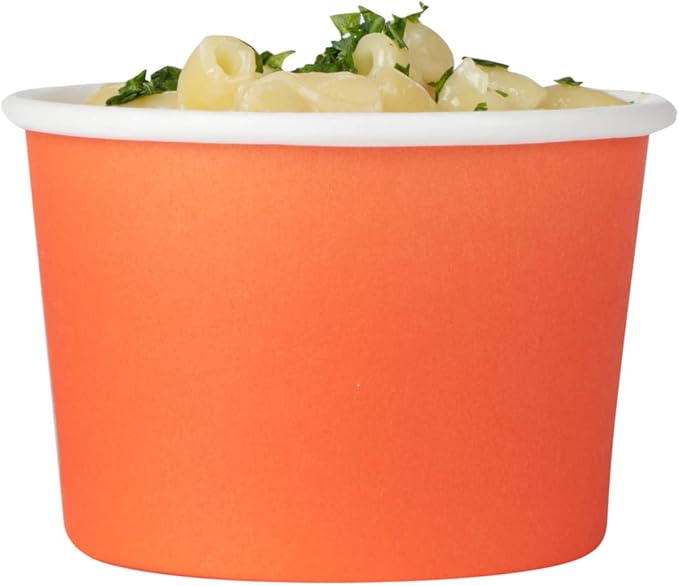 Coppetta 4 Ounce Dessert Cups, 200 Disposable Ice Cream Cups - Lids Sold Separately, Heavy-Duty, Orange Paper Frozen Yogurt Bowls, For Hot And Cold Foods, Perfect For Gelato Or Mousse - Restaurantware