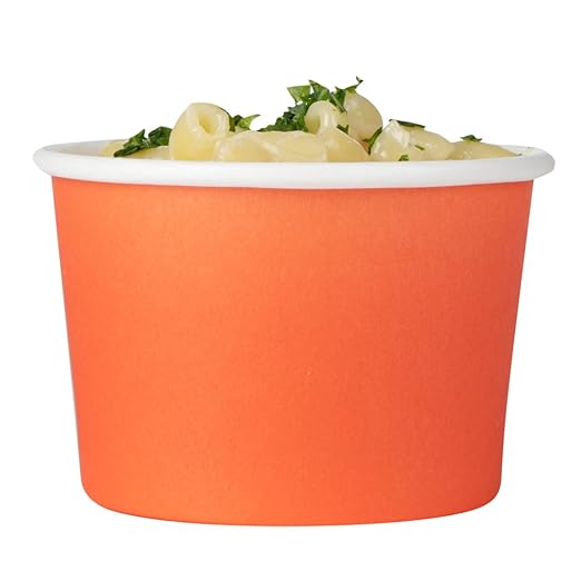 Coppetta 4 Ounce Dessert Cups, 50 Disposable Ice Cream Cups - Lids Sold Separately, Heavy-Duty, Orange Paper Frozen Yogurt Bowls, For Hot And Cold Foods, Perfect For Gelato Or Mousse - Restaurantware