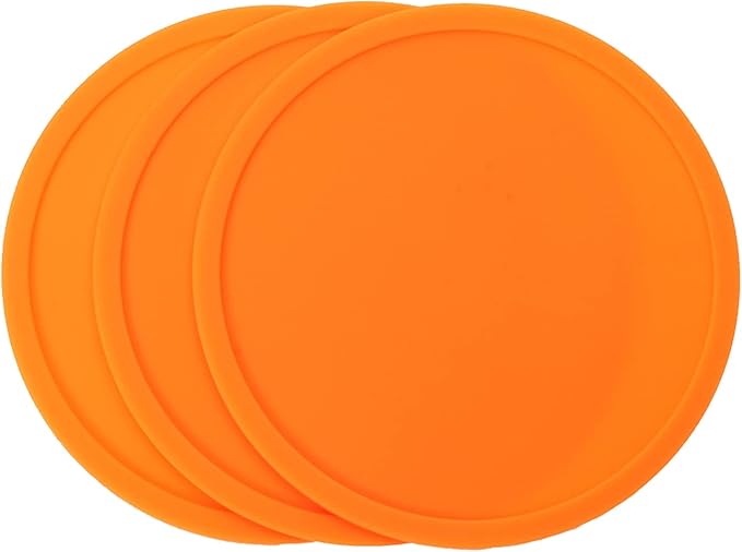 ONLYKXY 3 Pieces 3.93 Inch Silicone Coasters, Round Coasters for Drinks, Beverage Coffee Tea Coaster (Orange)