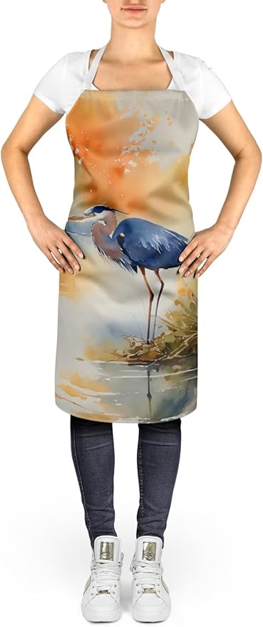 Caroline's Treasures Blue Heron Apron Cooking Kitchen Server Baking Crafts Gardening for Adult Women Men, Unisex, Large, Multicolor
