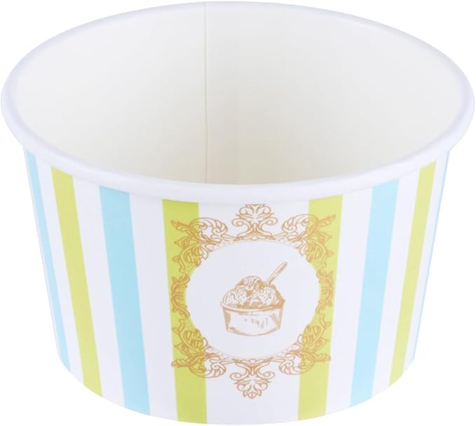 Restaurantware Ice Cream Cups 200 Pack of 8 oz Leak-Resistant Disposable Dessert Bowl Frozen Yogurt Cup Round Paper Container For Cold And Hot Desserts