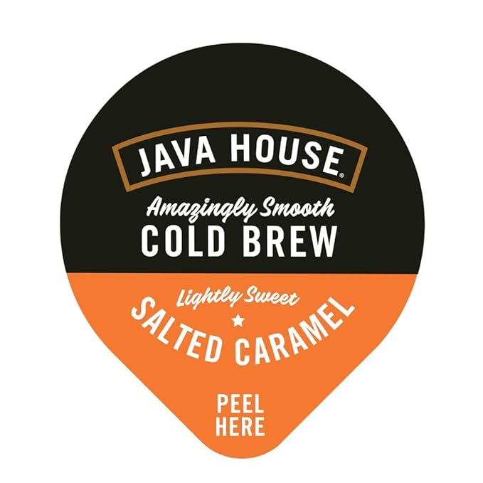 JAVA HOUSE Lightly Sweet Salted Caramel Cold Brew Capsules, 1.35 Fluid Ounces (12 Count) Peel and Pour, TSA Approved, Travel Friendly Cold Brew, Hot or Iced, Instant Coffee Concentrate