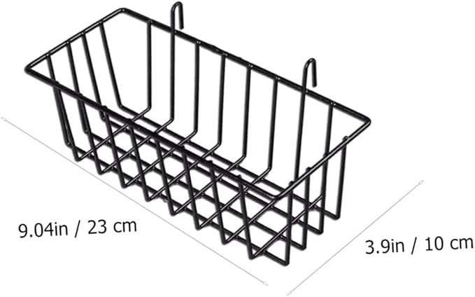 2Pcs Wire Grid Panel Shelf Set Black Metal Storage Baskets for Wall Organizing for Kitchen Bathroom and Home Decor