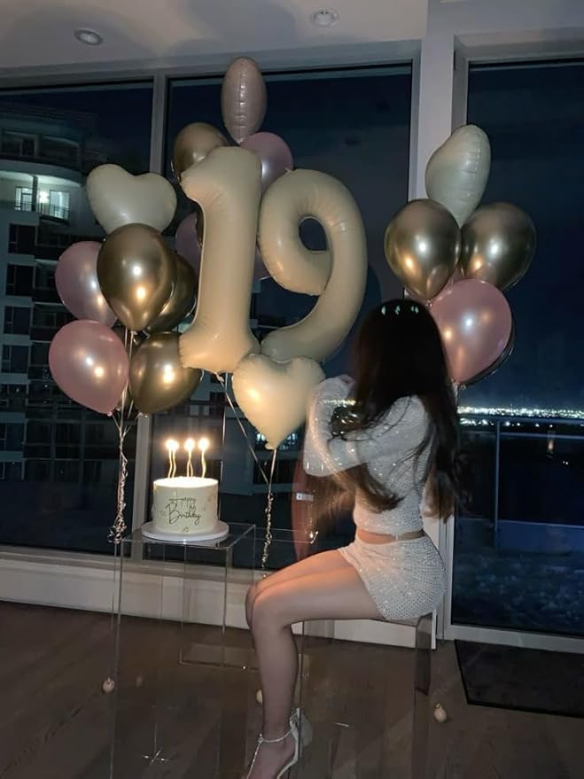 20 Cream Number Balloon 40 Inch, Large Happy 20th Birthday Decorations for Women, Foil Balloon Number for Wedding Marriage Proposa Big Events Family Reunions Party Supplies