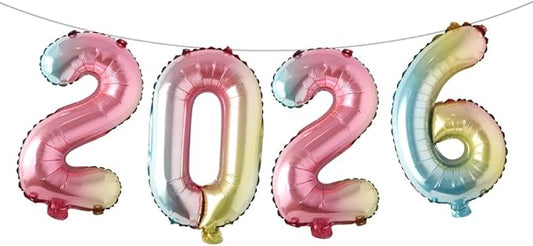 16 Inch 2026 Balloons Number 2026 Foil Balloons for New Years Eve Party Supplies Anniversary Party Graduation Decorations Home Office Decoration (2026 Rainbow)