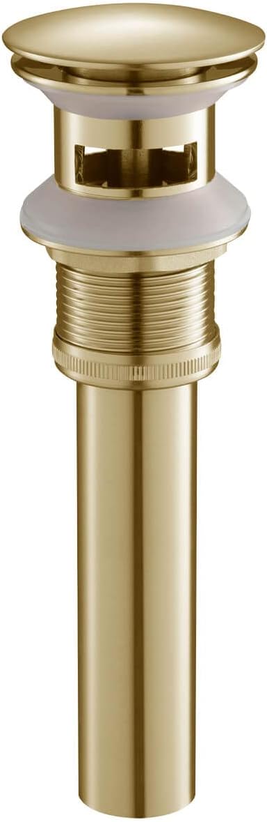 KIBI Bathroom Sink Pop-Up Drain with Overflow (Full Cover) | Lavatory Vanity Drain Stopper | Durable Leak-Proof Sink Drain for Bathroom, Kitchen, and Lavatories | Brushed Gold, KPW102