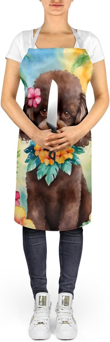 Caroline's Treasures Chocolate Poodle Luau Apron Cooking Kitchen Server Baking Crafts Gardening for Adult Women Men, Unisex, Large, Multicolor