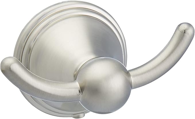 Amazon Basics 5 Piece Bathroom Hardware Set, Satin Nickel, Towel Bar, Toilet Paper Holder, Towel Ring, Robe Hook, AB-BR817-SN