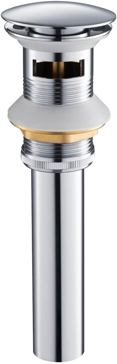 KIBI Sink Pop-Up Drain with Overflow – Full Cover Lavatory Drain Stopper, Chrome Finish, Leak-Proof Bathroom Sink Drain, Easy Install, Universal Fit, Durable Vanity Basin Accessory