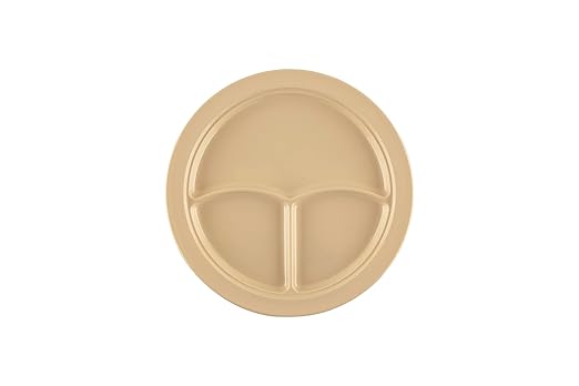 G.E.T. CP-531-T-EC Heavy-Duty 3 Compartment Plastic Divided Compartment Plates, Deep Sided, 10", Tan(Set of 4)