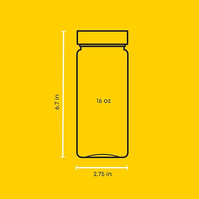 JoyJolt 16 oz Reusable Glass Bottles with Caps. Set of 8 Juicing Bottles With Lids and Juice Jars Labels. Glasses for Cold Brew, Smoothie