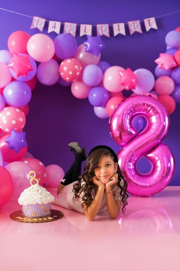 40 Inch Number 8 Balloon, Hot Pink 8 18 28 80 Birthday Balloons for Men Boys, 8th Birthday Decorations Party Supplies, Wedding, Graduations