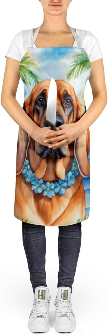 Caroline's Treasures Bloodhound Luau Apron Cooking Kitchen Server Baking Crafts Gardening for Adult Women Men, Unisex, Large, Multicolor