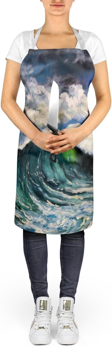 Caroline's Treasures Big Blue Wave Apron Cooking Kitchen Server Baking Crafts Gardening for Adult Women Men, Unisex, Large, Multicolor