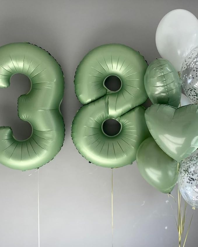 Number Balloons 1, 40 Inch One Balloons for 1st Birthday Girl Boy 1 11 21 Party Decorations Baby Shower Photo Shoot, Olive Green 1 Balloon
