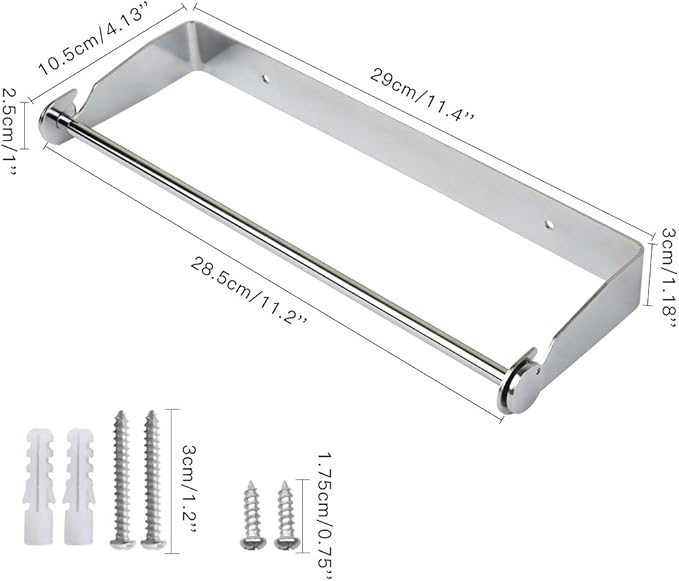 PHUNAYA Under Cabinet Paper Towel Holder Wall Mount for Home Kitchen,Stainless Steel for Large Rolls-Chrome