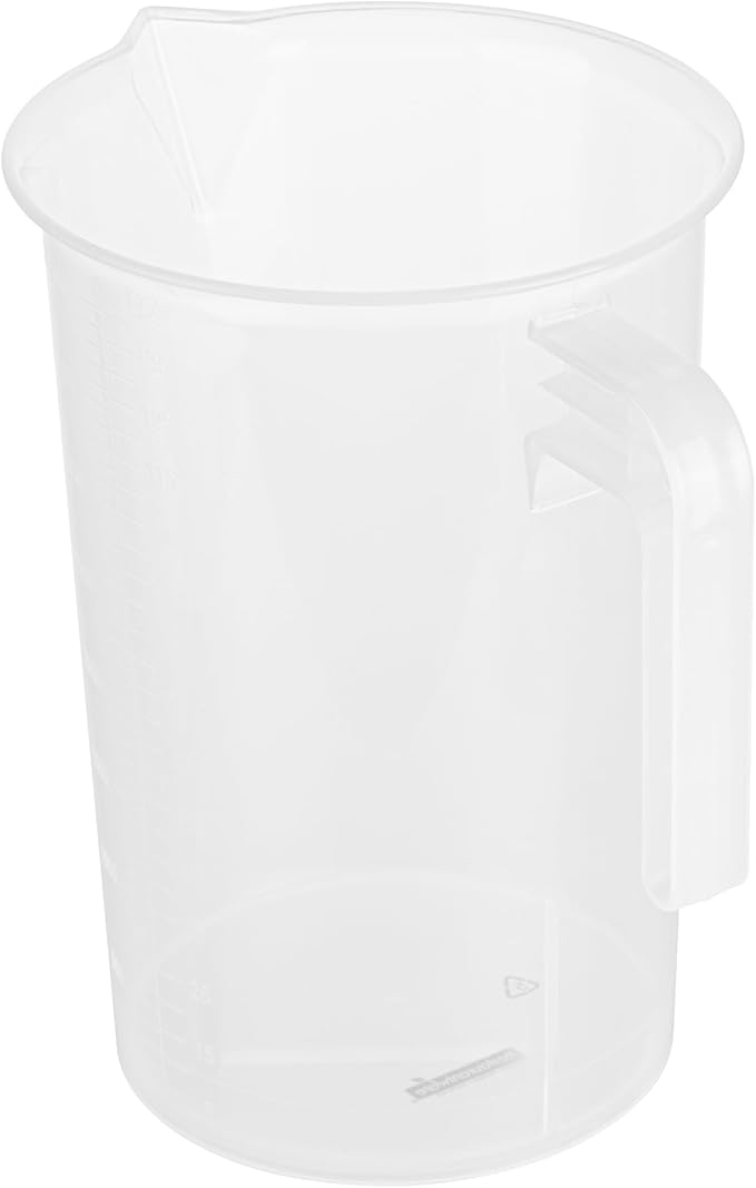 Restaurantware Measuring Cup, 4 Quarts Pack of 1 Conical Spout Liquid Scaling Vessel Embossed Ml and Oz Graduations, Clear Plastic Measuring Cup with Handle, For Cooking Baking For Oil Flour