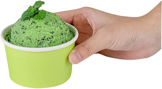 Restaurantware-Coppetta 5-Ounce Dessert Cups, 200 Disposable Ice Cream Cups - Lids Sold Separately, Sturdy, Light Green Paper Frozen Yogurt Bowls, For Hot And Cold Foods, Perfect For Gelato Or Mousse