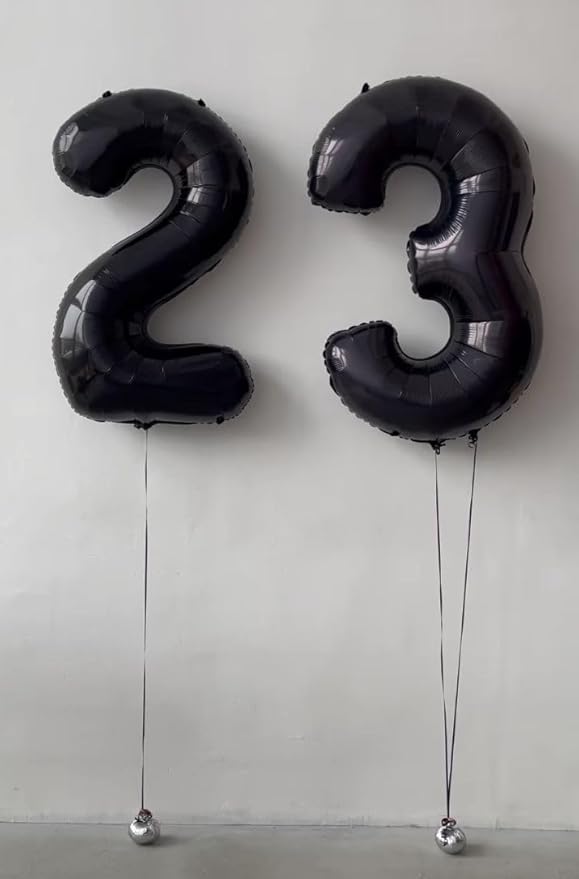 Black Birthday Two Balloons Number, 2 Balloon Numbers for Girl Boy Baby Shower, Numbers 40 Inch for 2 12 22 2025 Graduation Party Wedding Anniversaries Celebration