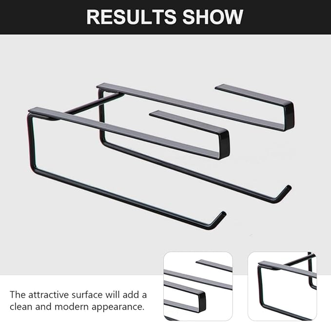 Free-Punch Wall-Mounted Paper Towel Holder Black Kitchen Cabinet Tissue Storage Rack Practical Under Cabinet Organizer for Home and Commercial Use