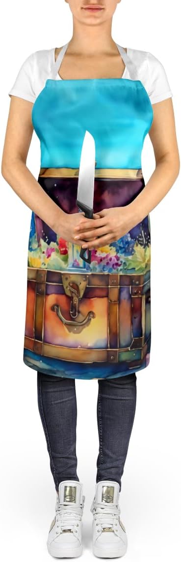Caroline's Treasures Treasure Chest Apron Cooking Kitchen Server Baking Crafts Gardening for Adult Women Men, Unisex, Large, Multicolor
