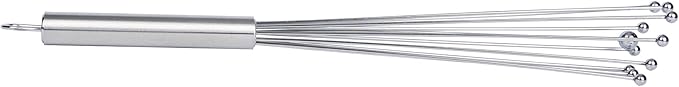 Restaurantware 12.5 in Stainless Steel Ball Whisk - 24 Pack - German Standard Egg Beater with Ergonomic Handle, Dishwasher Safe - Manual Mixer Cooking Whisk for Baking, Stirring, Sauces, Beating