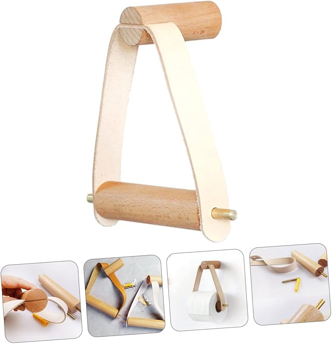HOMSFOU Wooden Paper Towel Holder Wall Mount Paper Towel Rack Decorative Tissue Box for Home Easy Install