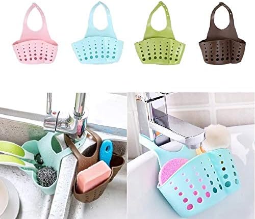 1Pcs Kitchen Organizer Adjustable Snap Sink Soap Sponge Holder Kitchen Hanging Drain Basket Kitchen Gadgets (Color : B) (D)