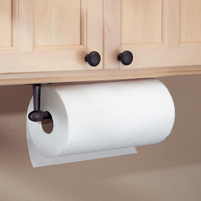 iDesign Orbinni Wall Mounted Metal Paper Towel Holder, Roll Organizer for Kitchen, Bathroom, Craft Room, Set of 1, Bronze (Pack of 2)