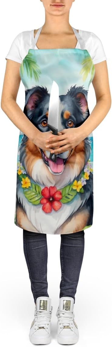 Caroline's Treasures Australian Shepherd Luau Apron Cooking Kitchen Server Baking Crafts Gardening for Adult Women Men, Unisex, Large, Multicolor