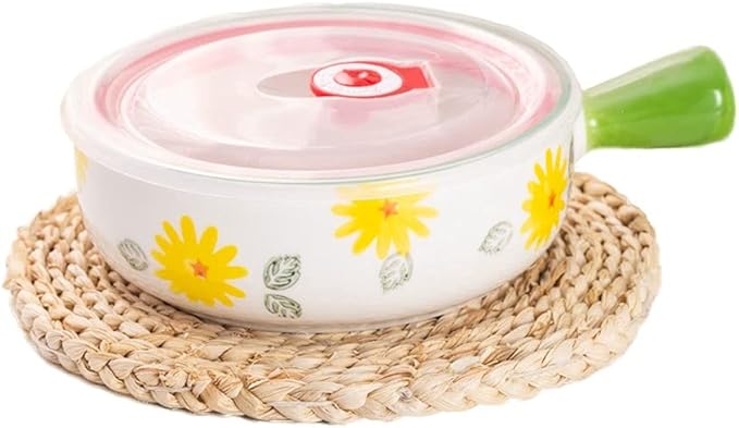 Dishes Ceramic Handle Bowl Fruit Salad Breakfast Bowl Instant Noodle Dishes Creative Cute Baking Household Kitchen Tableware (Color : H) (G)