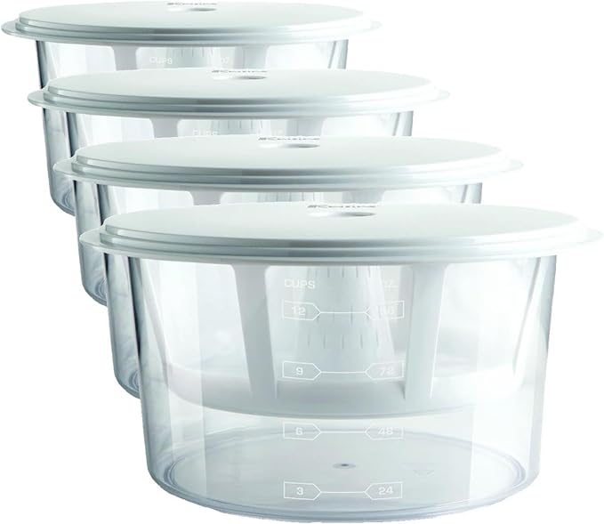 Euro Cuisine GY50 Greek Yogurt Maker with Ultra Fine Mesh Strainer Basket, BPA Free, Patented Greek Yogurt Strainer for Homemade Greek Yogurt (White) (Pack of 4)