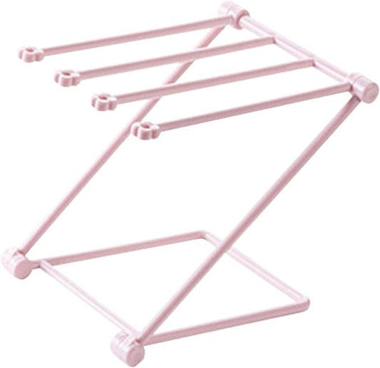CHICIRIS Countertop Dishcloth Drying Rack Ventilated Folding Stand for Fast Drying Kitchen Towels Organizer for Home Use (Light Rosy)