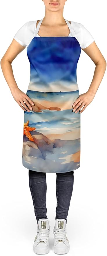 Caroline's Treasures Starfish Apron Cooking Kitchen Server Baking Crafts Gardening for Adult Women Men, Unisex, Large, Multicolor
