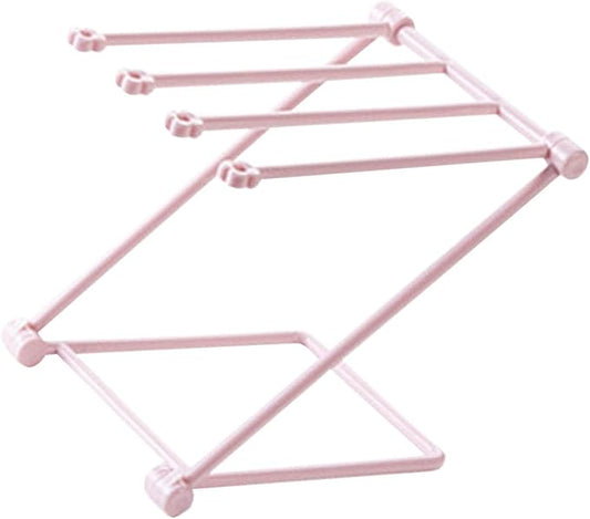 GLOGLOW Other Kitchen Storage and Accessories Drying Rack, Plastic, 4 Arms Folding Holder with Ventilation for Kitchen Towels Countertop Dishcloth Nan (Light Rosy)