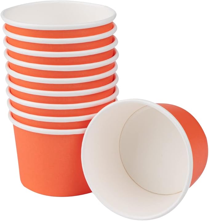 Coppetta 4 Ounce Dessert Cups, 200 Disposable Ice Cream Cups - Lids Sold Separately, Heavy-Duty, Orange Paper Frozen Yogurt Bowls, For Hot And Cold Foods, Perfect For Gelato Or Mousse - Restaurantware