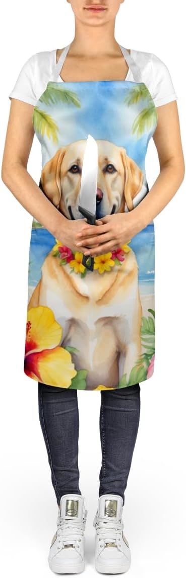 Caroline's Treasures Yellow Labrador Retriever Luau Apron Cooking Kitchen Server Baking Crafts Gardening for Adult Women Men, Unisex, Large, Multicolor