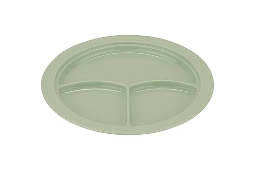G.E.T. Heavy-Duty 3 Compartment Plastic Divided Compartment Plates, Deep Sided, 10", Green (Set of 4)