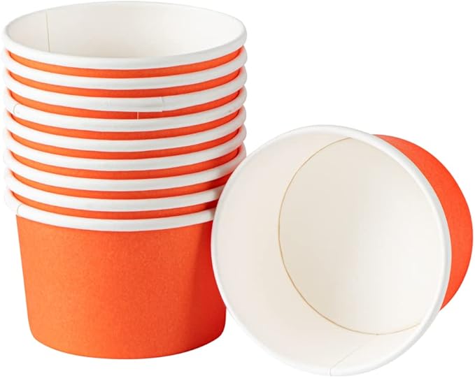 Coppetta 3-Ounce Dessert Cups, 200 Disposable Ice Cream Cups - Lids Sold Separately, Durable, Orange Paper Frozen Yogurt Bowls, For Hot And Cold Foods, Perfect For Gelato Or Mousse - Restaurantware