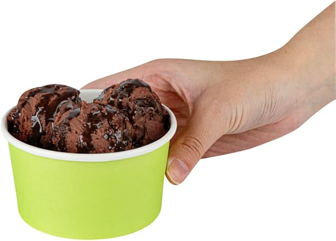 Coppetta 8-Ounce Dessert Cups, 50 Disposable Ice Cream Cups - Lids Sold Separately, Sturdy, Light Green Paper Frozen Yogurt Bowls, For Hot And Cold Foods, Perfect For Gelato Or Mousse - Restaurantware
