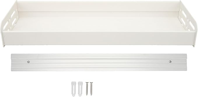 Wall Mount Seasoning Organizer, Rack Organizer for Kitchen Bathroom Bedroom, 40cm Rustproof Aluminum Shower Shelves with Detachable Design, Multifunctional Storage Rack for S (White)