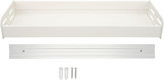 Wall Mount Seasoning Organizer, Rack Organizer for Kitchen Bathroom Bedroom, 40cm Rustproof Aluminum Shower Shelves with Detachable Design, Multifunctional Storage Rack for S (White)