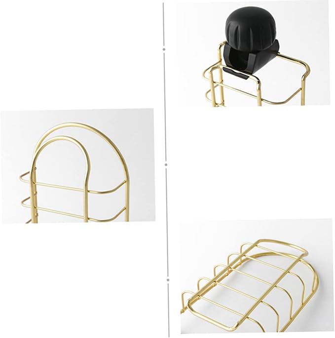 Hemobllo 1Pc Adjustable Sponge Holder for Kitchen Sink Draining Rack Clip Storage Organizer for Dishcloths Easy to Use Removable Fixture Golden Finish