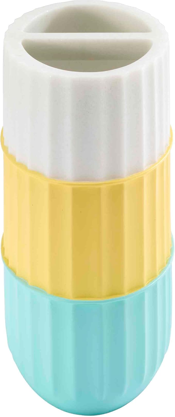 IZOD - Toothbrush Holder, Resin Countertop Bathroom Accessories, Dorm Room Essentials, Striped Bathroom Decor (Clubhouse Collection, Aqua)
