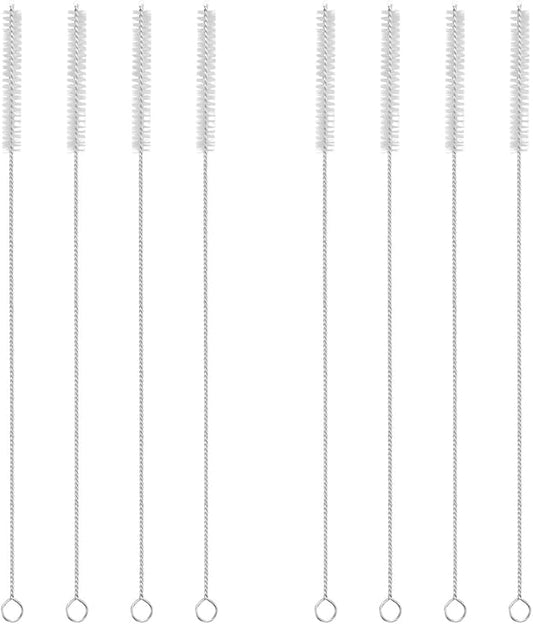 Drinking Straw Cleaning Brushes Set 17" Extra Long 1/2" Extra Wide Pipe Tube Cleaner Nylon Bristles Stainless Steel Handle - 17" x 1/2" (12 mm) - Set of 8