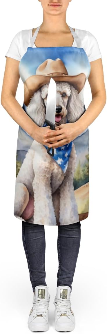 Caroline's Treasures Poodle Cowboy Welcome Apron Cooking Kitchen Server Baking Crafts Gardening for Adult Women Men, Unisex, Large, Multicolor